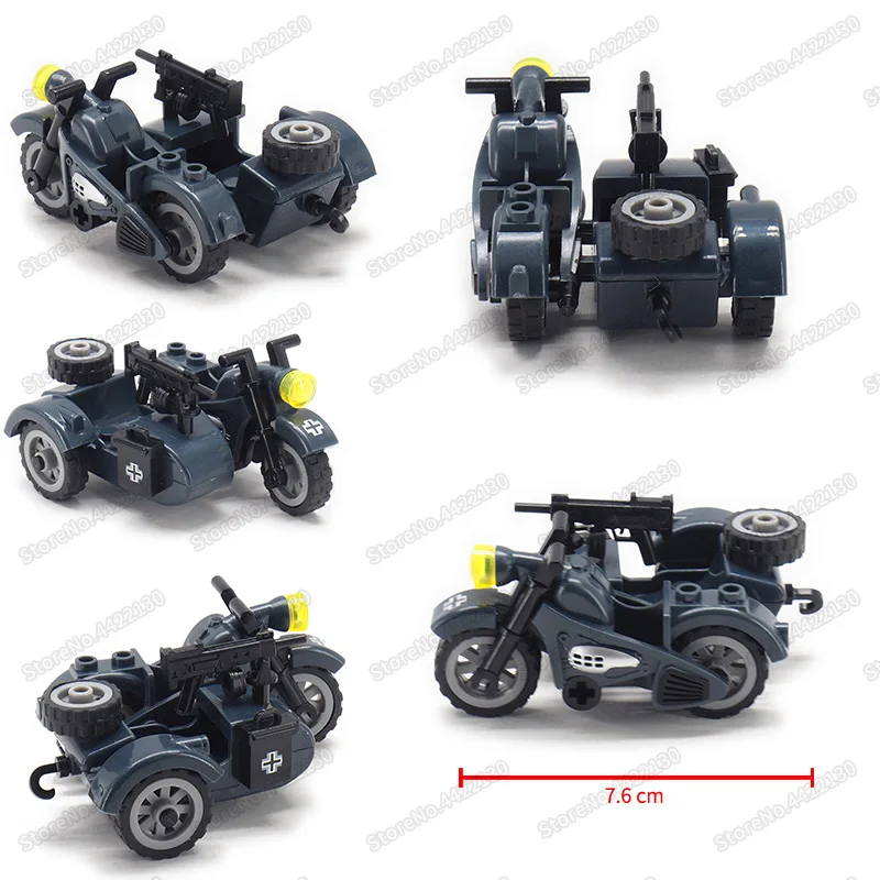 ww2 Moto Military Three Rounds Motorcycle Moc Germany Tool Car Army Figures Vehicle Christma Gift With Other Building Blocks Toy