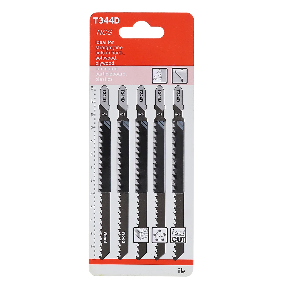 Set di 5 lame per seghetto alternativo T344D/T144D/T301CD seghetto alternativo in acciaio ad alto tenore di carbonio lama per sega a taglio rapido per utensili manuali per legno/tavola