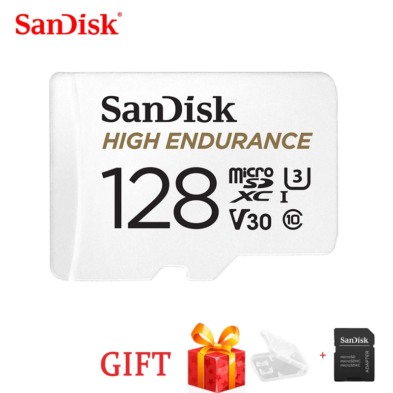 SanDisk-tarjeta MicroSD de alta resistencia, dispositivo de monitoreo de vídeo de 32GB, 64GB, 100% GB y 128GB, SDHC/SDXC Clase 10, tarjeta TF para cámara y teléfono, 256