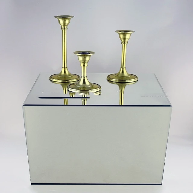 

4pcs different size) Square Mirror Vase Risers Cube Modern large gold tall metal flower stand for wedding centerpieces1581