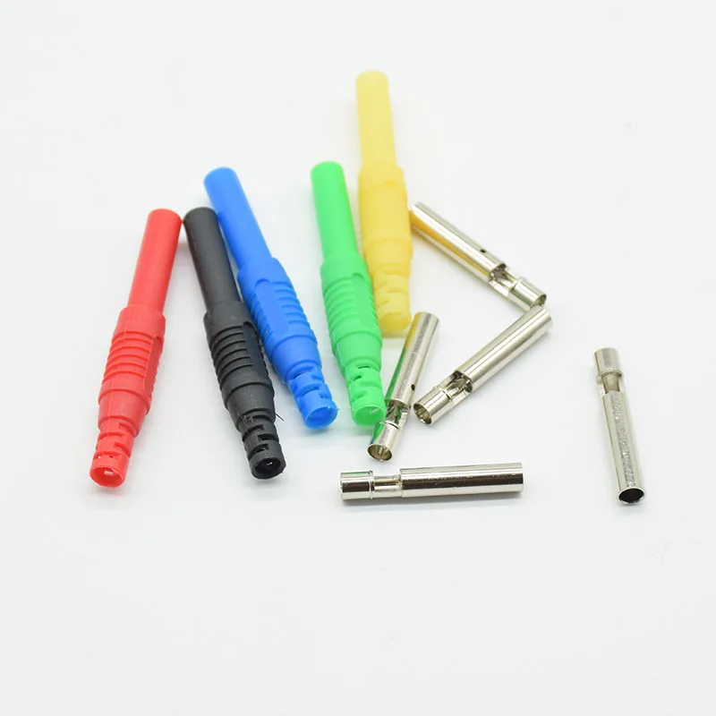 2Pcs Brass Insulated Shrouded Safety 4mm Banana Female Jack Solder Plug Connector Instrument testing red black blue green yellow