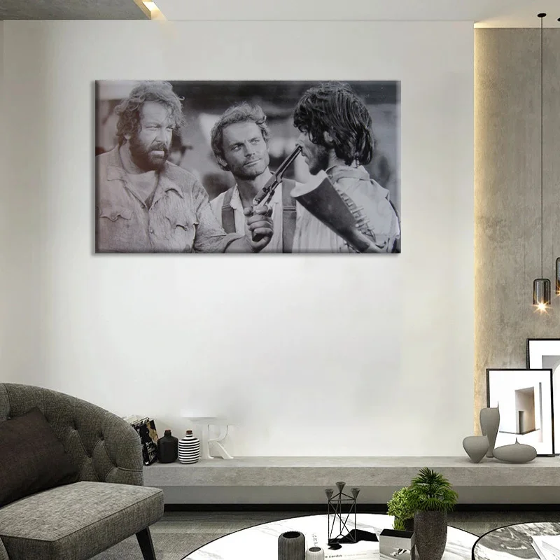 old movies artwork Terence Hill Bud Spencer living room decor home wall art decor wood frame fabric poster