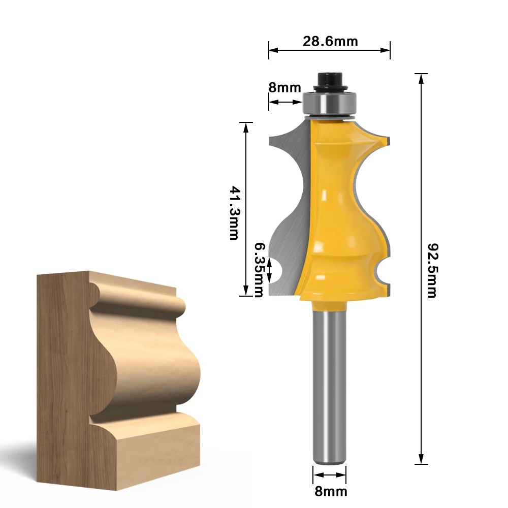 3PC 8mm Shank Casing & Base Molding Router Bit Set CNC Line knife Woodworking cutter Tenon Cutter for Woodworking Tools