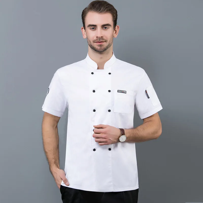 Quality Chef Jacket Short Sleeve Summer Back Breathable Net Chef Work Clothes Long-sleeved Kitchen Food Service Work Wear
