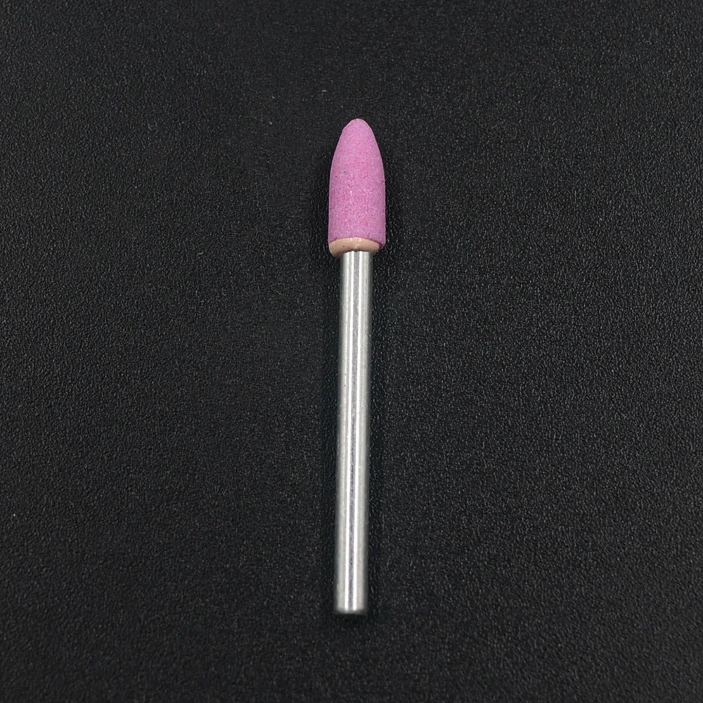 10 pz/lotto 3*4mm abrasivo montato pietra accessori Dremel mola testa ruota per utensili rotanti Dremel a forma di proiettile rosa