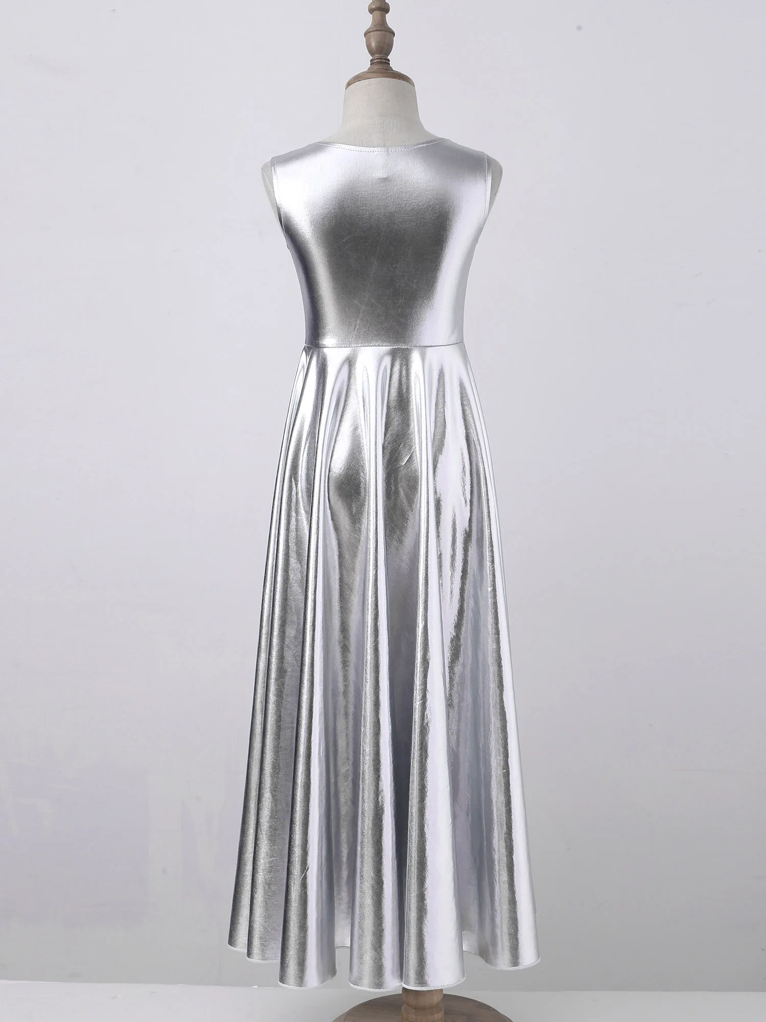 Vestito da ballo per bambina per bambini balletto metallico senza maniche abiti da ballo moderni da ballo costumi di danza lirica contemporanea abito lungo da festa