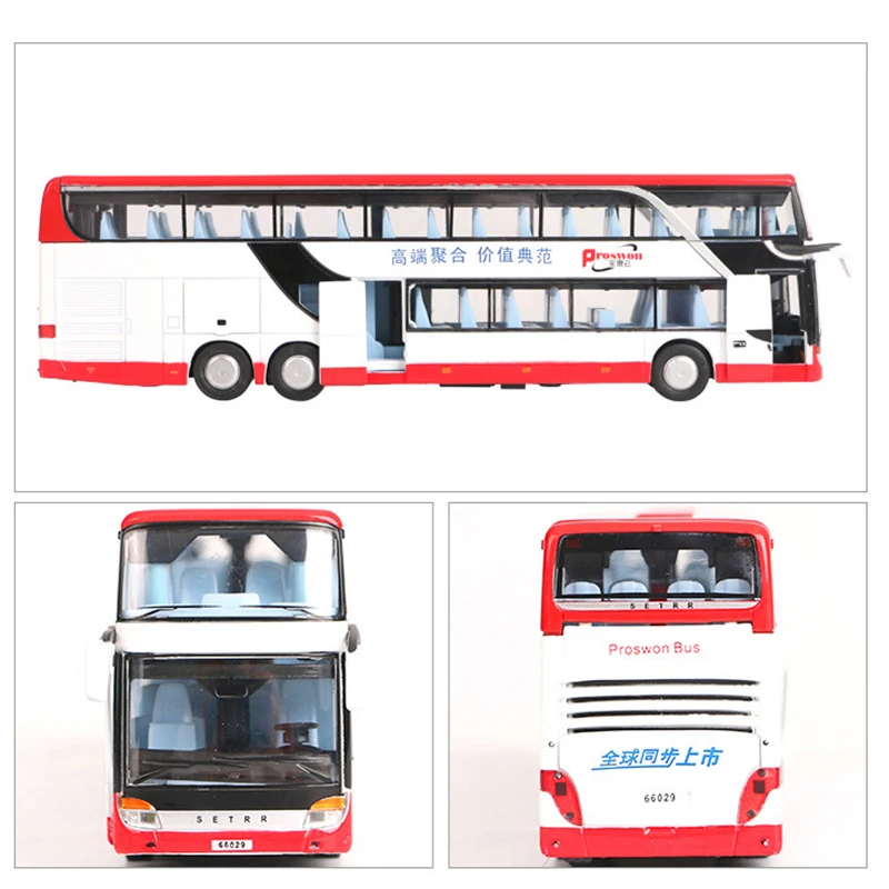 High Quality 1:32 Alloy Pull Back Bus Model,High Imitation Double Sightseeing Bus,Flash Toy Vehicle, Free Shipping