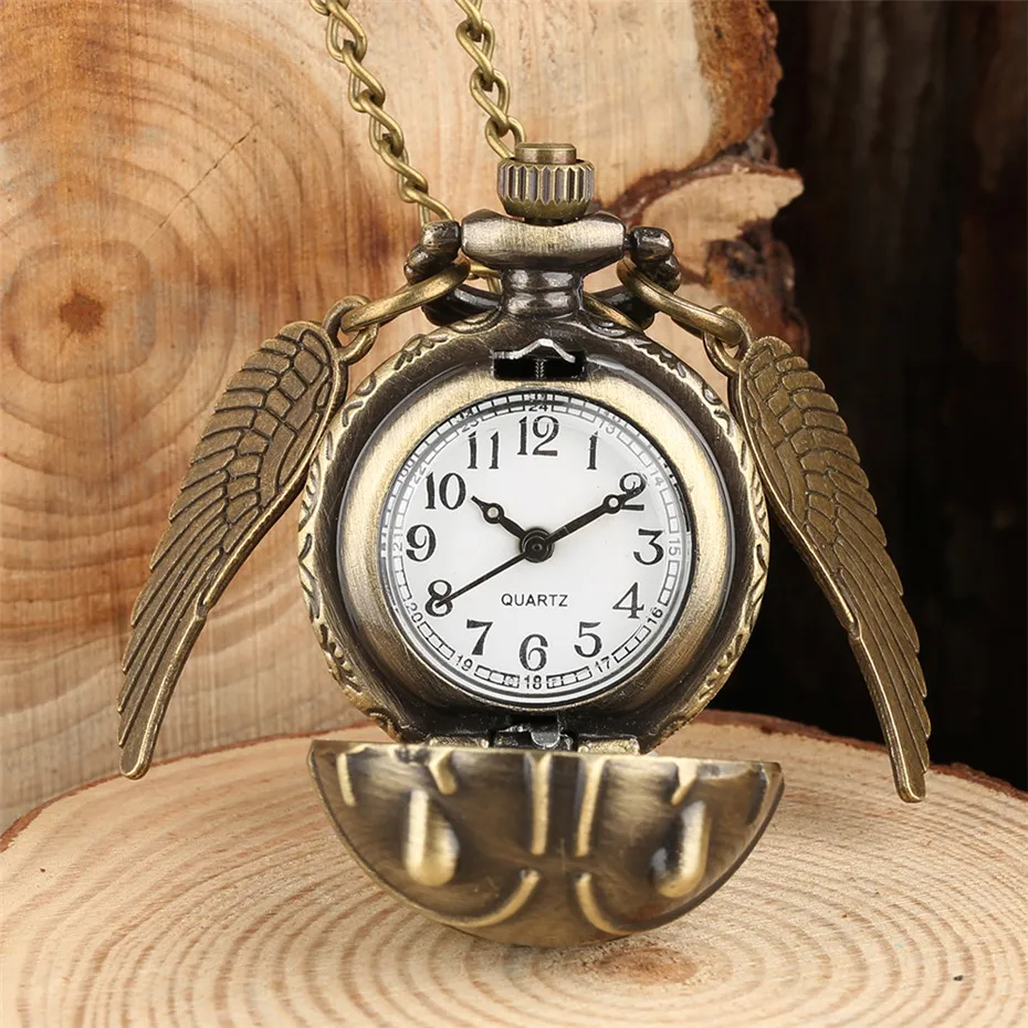 

Exquisite Watch Ball Pocket Watch for Kids Quartz Pendant with Wings Children Necklace Clock 80cm Chain Gifts Dropshipping