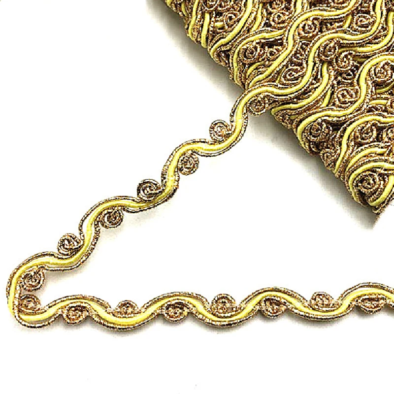 13 Meters Gold Braided Lace For Women Dress Diy Clothes Trims Sewing Apparel Accessories 1.1cm-1.2cm wide