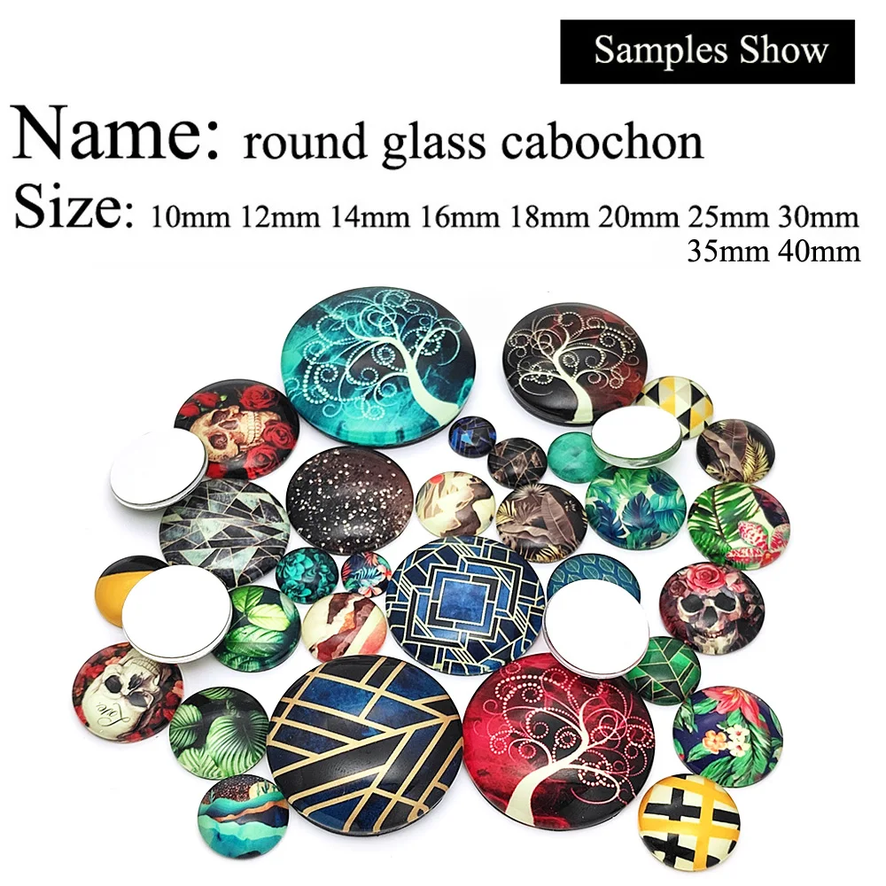 12mm 16mm 20mm 25mm 30mm 40mm 740 Geometry Patterns Mix Round Glass Cabochon Jewelry Finding 18mm Snap Button Charm Bracelet