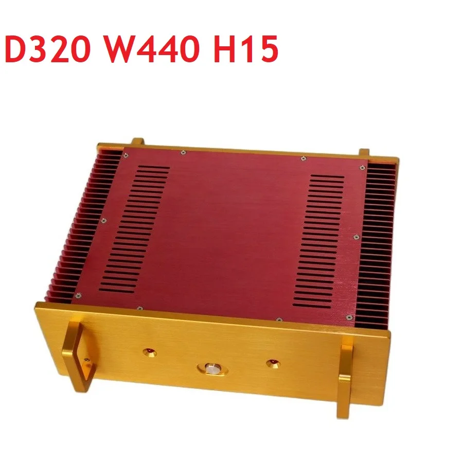 

D320 W440 H150 DAC Tube Amp Anodized Aluminum DIY Case Luxury Red Gold Power Amplifier Chassis Heat Sink Decoder Enclosure Shell