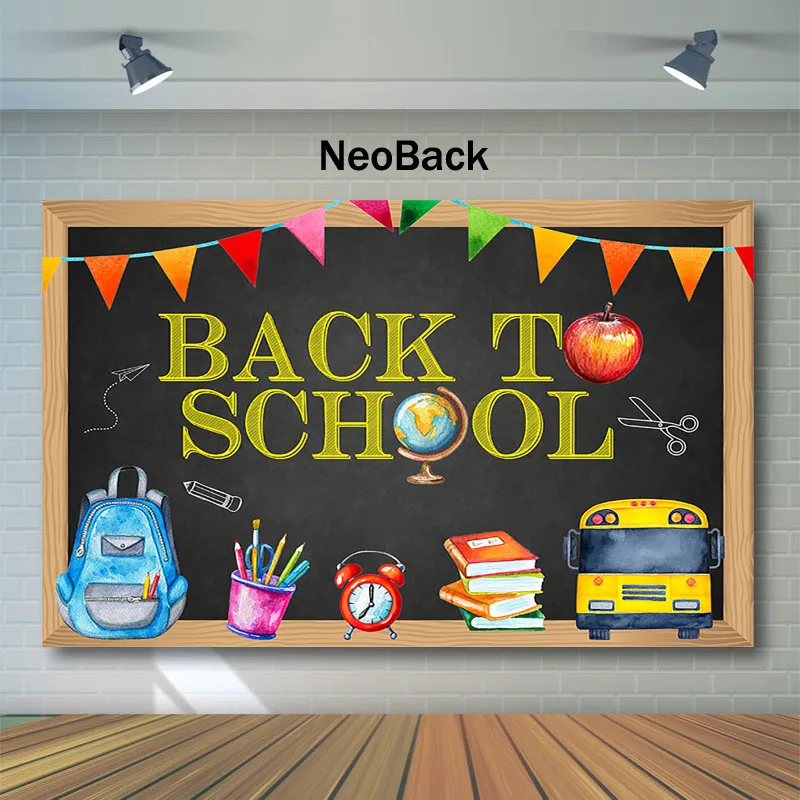  Back To School Backdrop Blackboard Bag Pencil Photography Backdrops Back To School Party Banner Decor Photo Backdrops