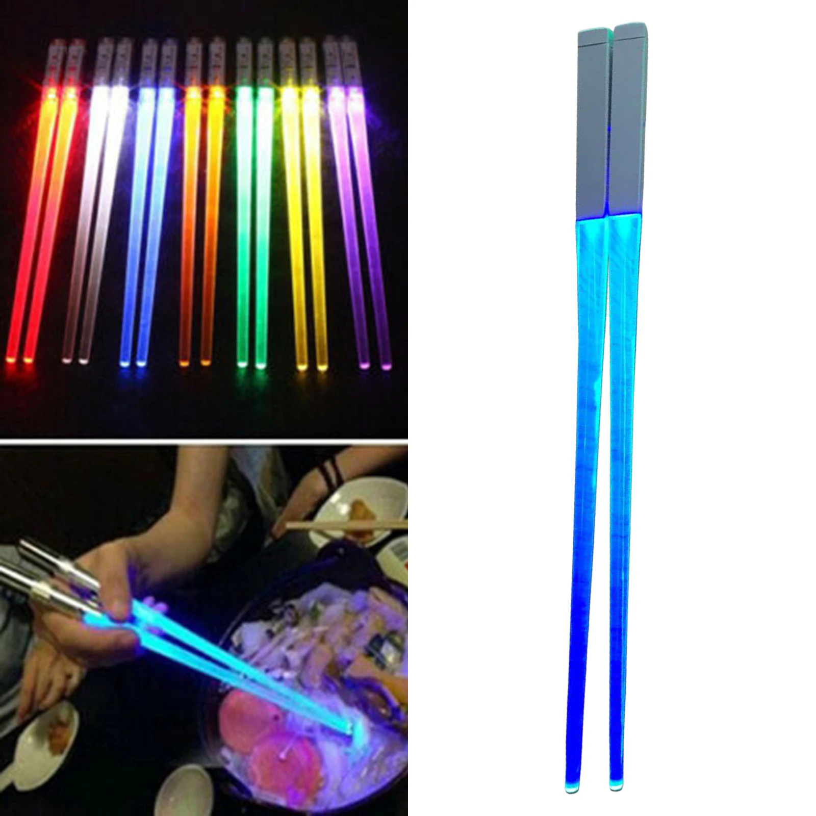 Chopsticks Light Up LED Glowing Light Saber Chop Sticks Reusable Sushi Lightup Sabers Chopstick Set of 1 Pairs