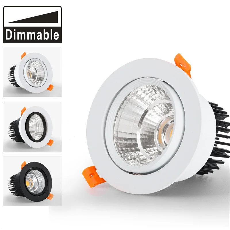 Dimmable AC85V-265V 5W 7W 9W 12W 15W 18W 24W 30W COB Downlight LED Recessed Ceiling Lamp Spot Light For Home Lighting