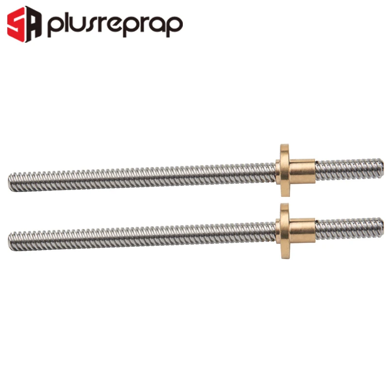 2PCS T8 8mm Lead Screw 350mm with Brass Nut Bore 8mm Lead Trapezoidal Spindle Screw Lead Screw Rod T Shape Linear Rail Bar Shaft