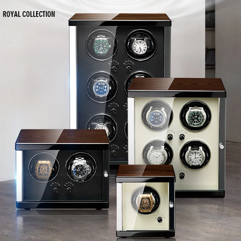 Luxury Watch Winder Wood Organizer Storage Boxes Automatic Rotation With TPD Mode Control Mechanical Watch Box