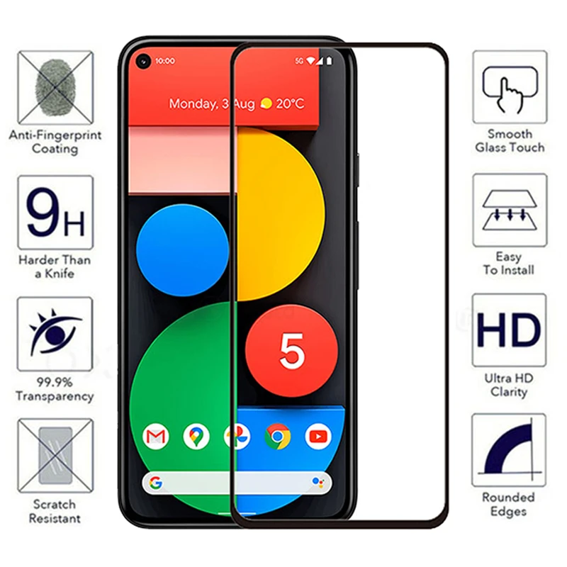 Película de vidro temperado, película protetora completa de tela para google pixel 5 4 3 2 1 pixel 4a 3a, protetor de tela para google pixel 4 xl 3a xl 2 xl