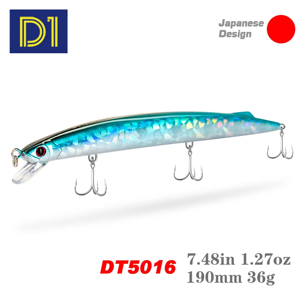 

D1 New Minnow Fishing Lure 190mm 36g Trolling Hard Baits Sinking Depth 0.6-0.9m Jerkbait Sea Fishing For Seabass Tuna Tackle