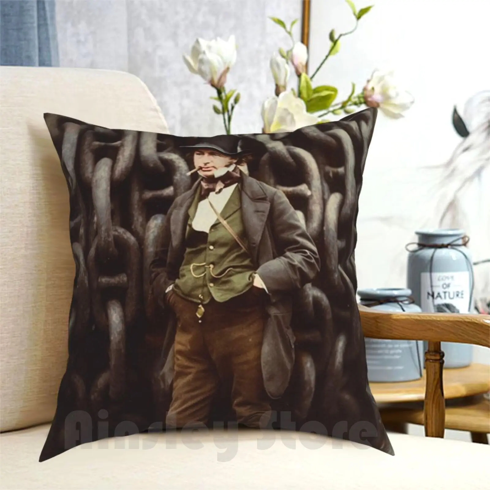 Isambard Kingdom Brunel 1857 Pillow Case Printed Home Soft Throw Pillow Vintage Early Photography Engineer 19Th Century