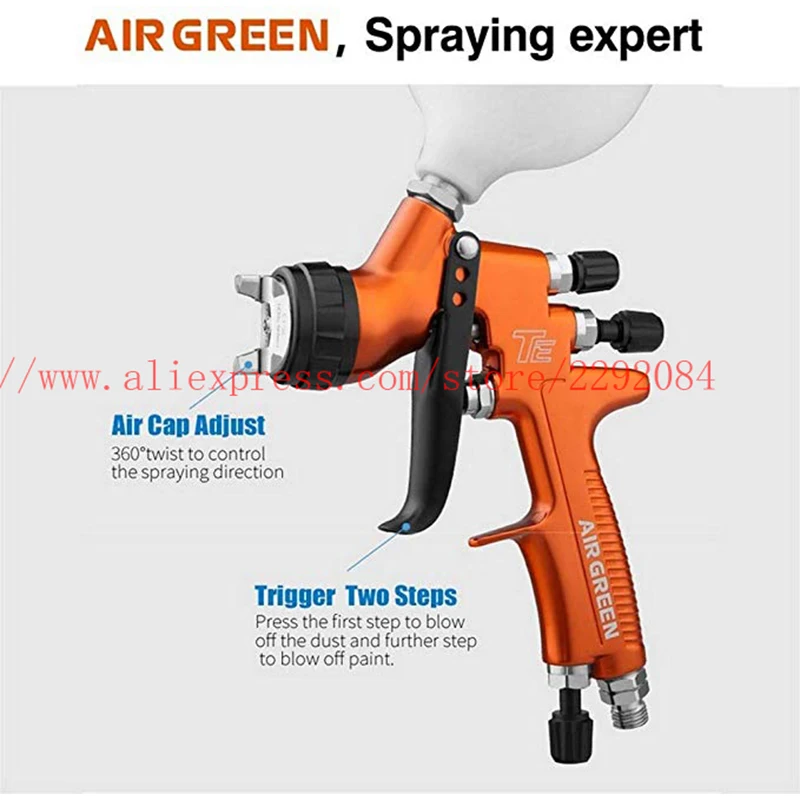 Professional Pneumatic Paint Spray Gun TE HVLP 1.3mm nozzle 600cc Mixing Cup spray gun adapter for Automotive Repair Painting