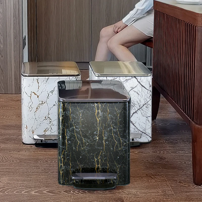 

Luxury Creative Trash Can Bedroom With Lid Kitchen Modern Bathroom Trash Bin Home Office Storage Cubo Basura Storage BC50LJT