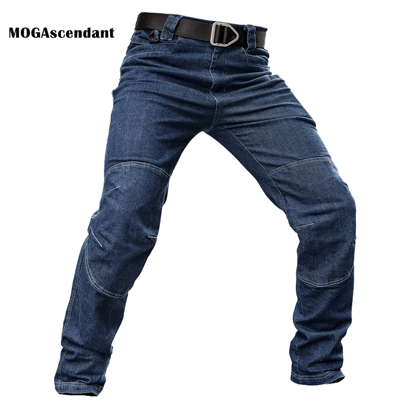 

Men's Stretch Jeans Pant Military Straight Denim Tactical Long Trousers City Security Special Force Combat Pant Outdoor Trousers