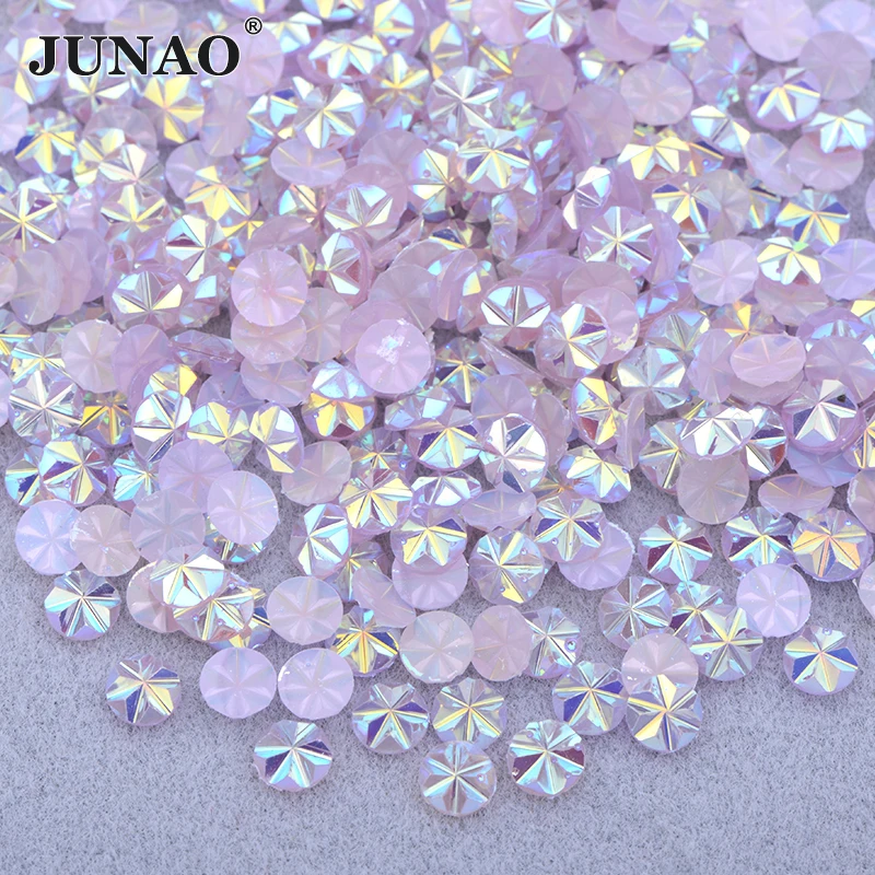 JUNAO Wholesale 30000pcs Light Purple AB Resin Flower Rhinestones Appliques Non Hotfix Crystal Strass Stickers Nail Art Stones