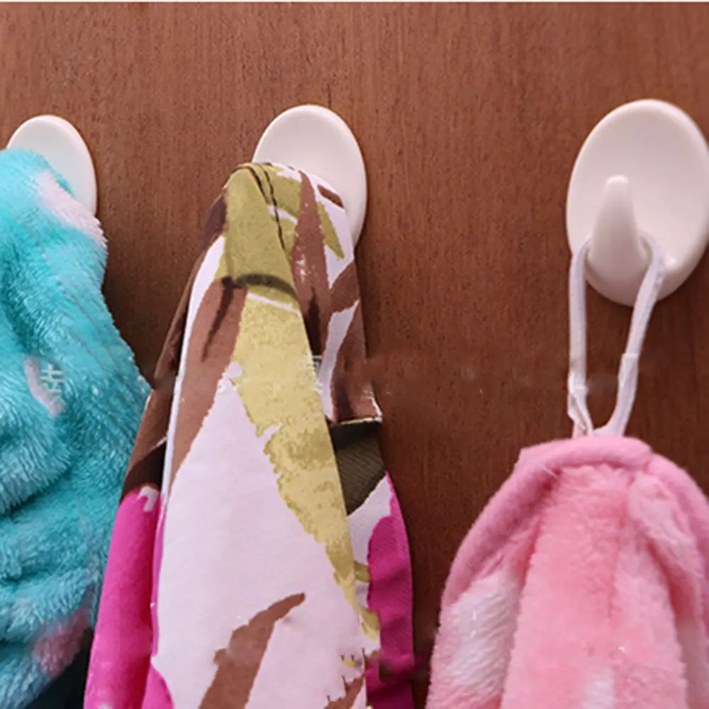 5pcs Household Organizer Storage Rack Clothes Hanger Self-adhesive Wall Hook Clasps Hooks