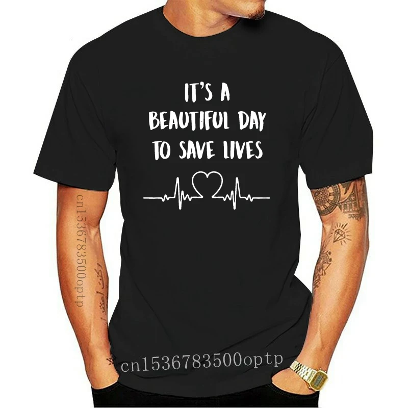 New Men tshirt Short sleeve It a Beautiful Day To Save Lives   Funny Cna Registered Nurse Classic T Shirt tee tops Women t-shirt