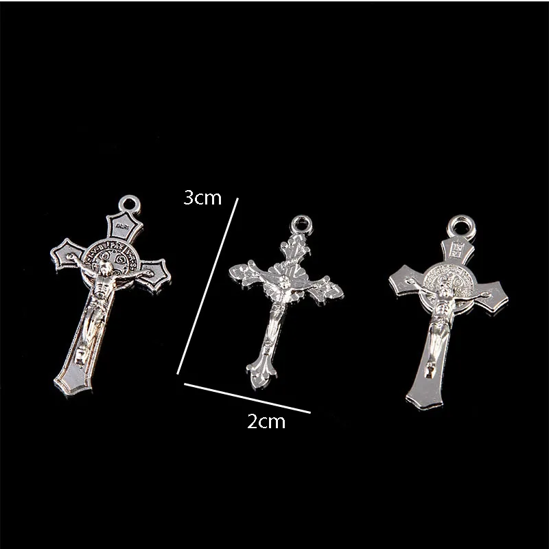 Religious classic universal cross 100 mini medals. Handmade Jesus Cross Necklace, Bracelet Medal