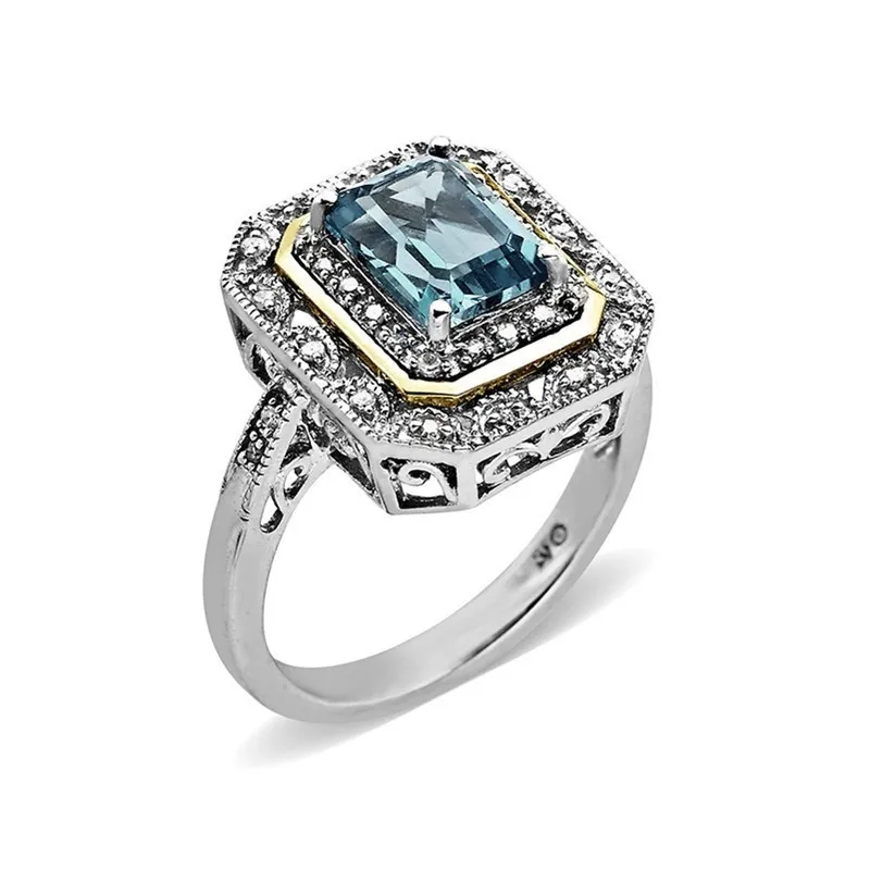 Women\'s Fashion Accent Art Deco-Style and Gold Crystal Ring Bride Wedding Band CZ Jewelry Gifts Size 6-10