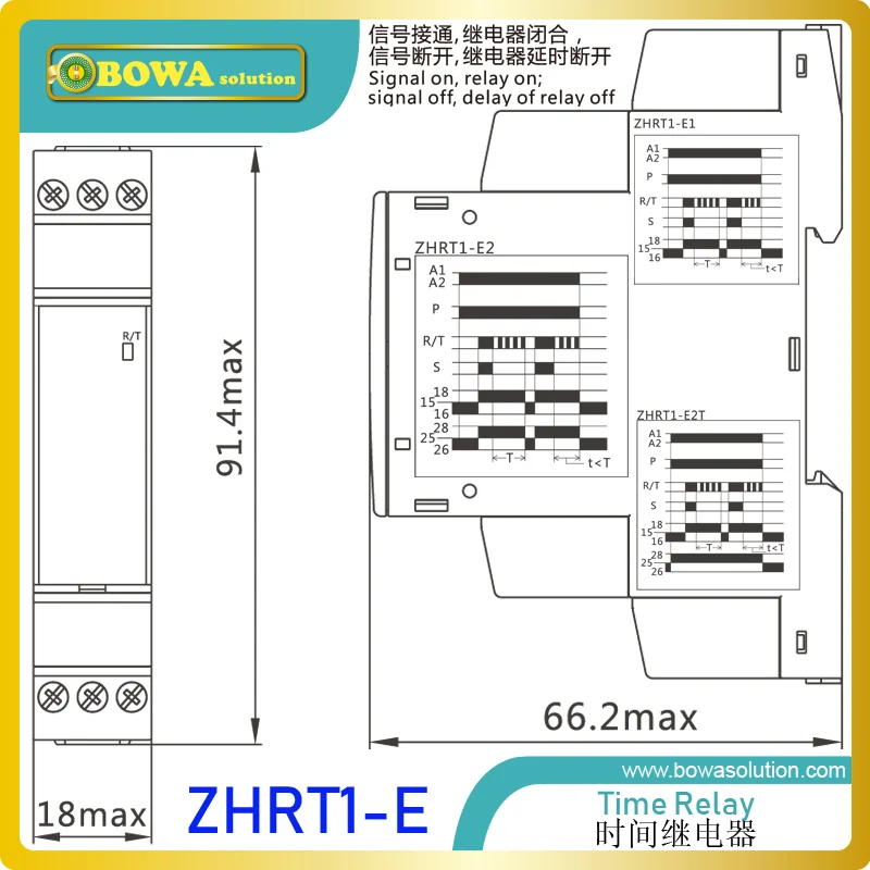 

ZHRT1-E Time Relay (signal on, relay on; signal off, relay off) is great for electrical control circuits to get logic controller