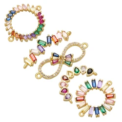 ZHUKOU Rainbow Bow Crystal Connector for Women's Necklace Earrings Bracelet DIY Connector Jewelry Accessories Model: VS425