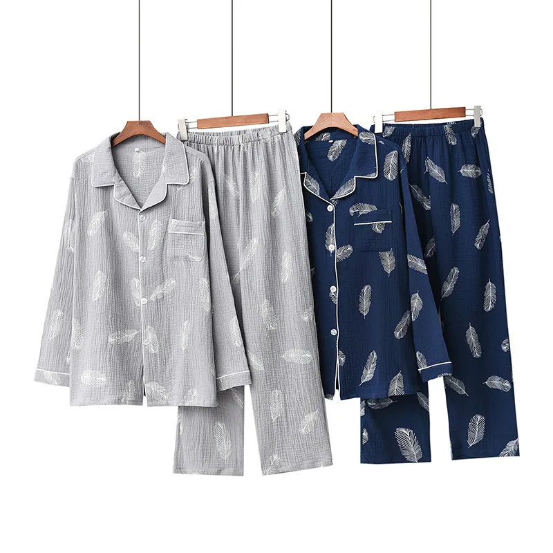 

Pijama Feminino Spring Autumn Simple Warm New Loose Printing Couple Home Wear Long Sleeve Trousers Ladies Pajamas Set