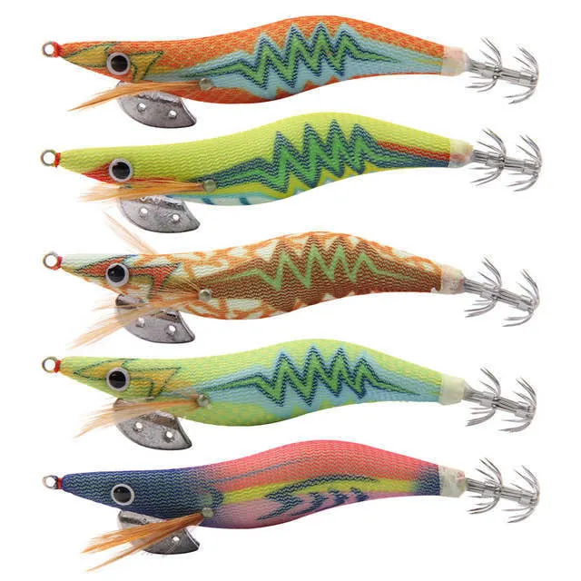 빛나는 오징어 지그 낚시 나무 새우 미끼 10 개, 2.5 #3.0 #3.5 # 낚시 장어 오징어 미끼 지그 미끼 낚시 태클