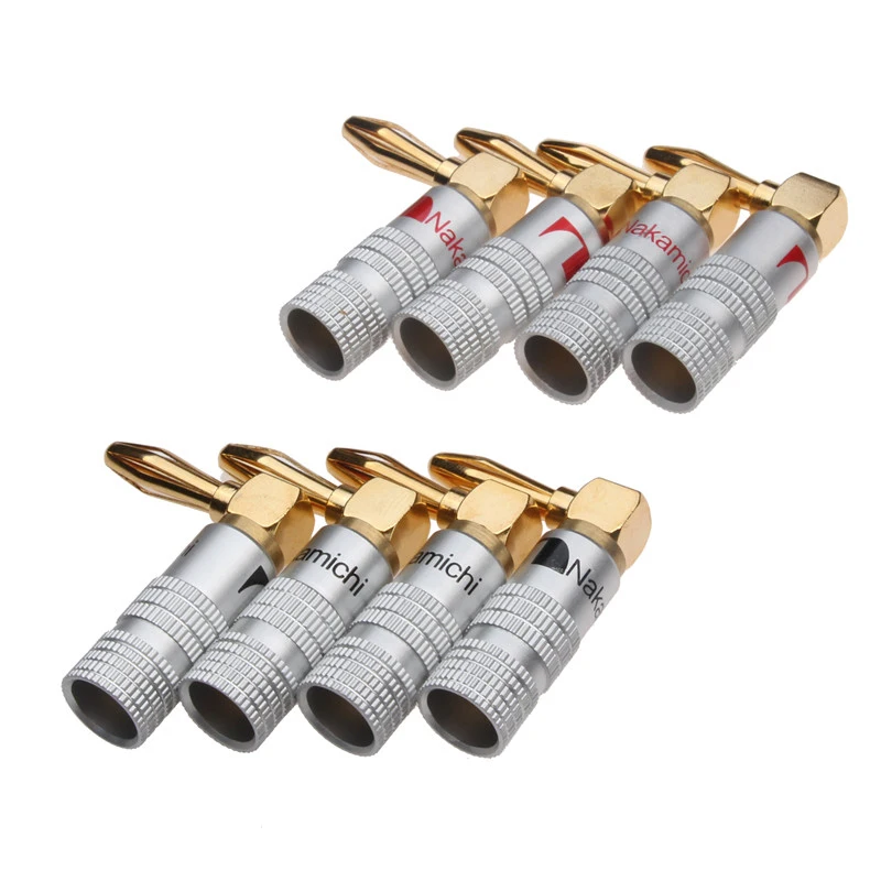 8PCS Banana Plug Right Angle 90 Degree 4mm Gold-Plated Video Speaker Adapter Audio Connector Banana Connectors