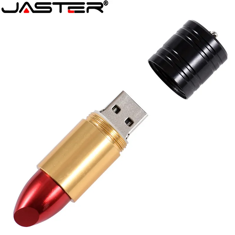 JASTER-Pendrive de Metal con forma de lápiz labial, Pendrive de 128GB, 64GB, rojo, regalos creativos, 32GB, 16GB, 8GB y 4GB