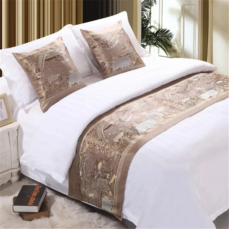 Riverside Scene at Qingming Festival bed table runner  Chinese Traditional Style  High grade hotel bed flag Customizable 2019