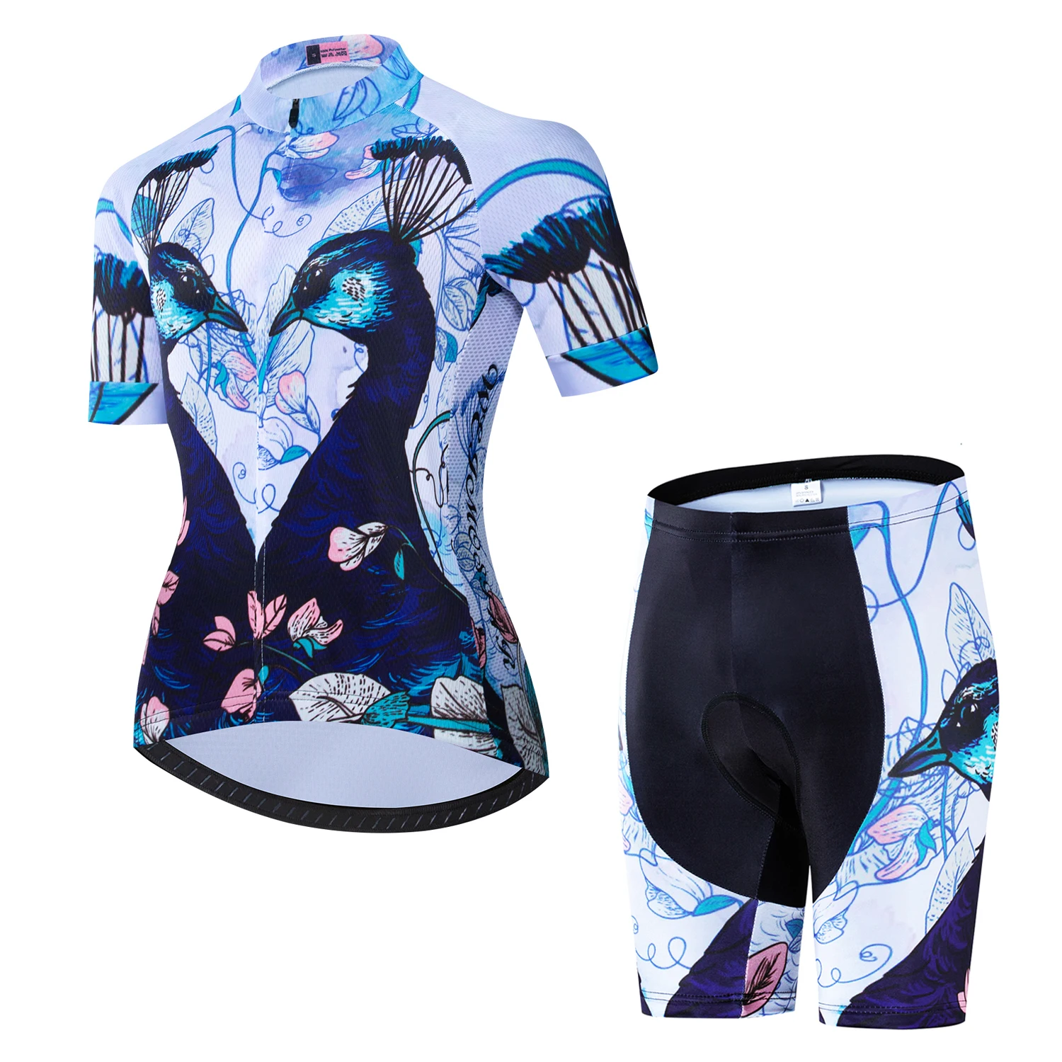 Women triathlon suit clothes Cycling Jersey shorts set Black Flower roupa de ciclismo feminino rompers womens kits peacock