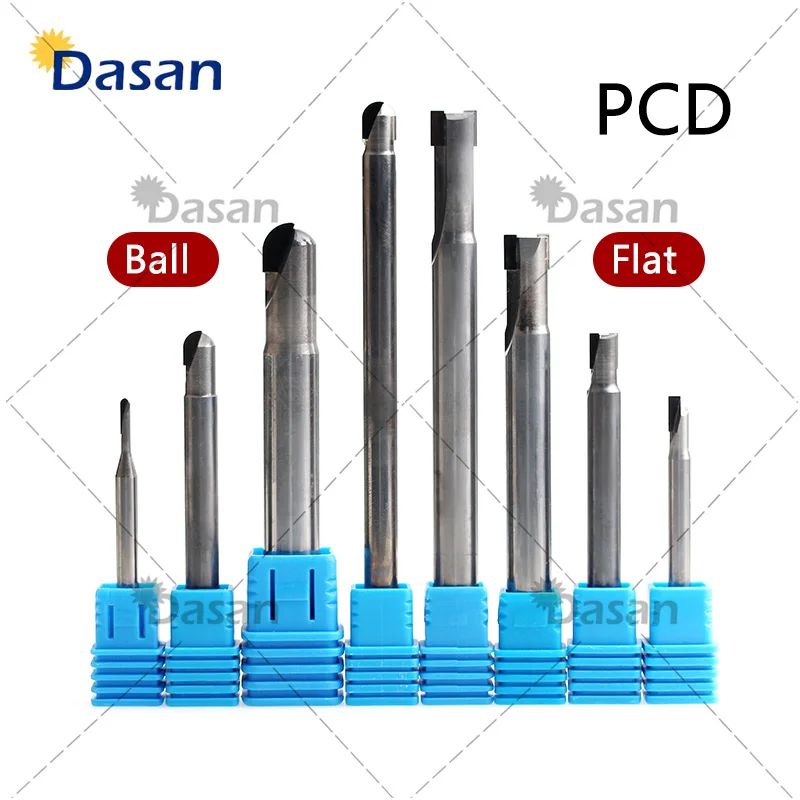 

1PCS PCD MILL BALL Nose END MILL R1 R3 R4 R5 One Flute 2 Flute Router Bits Tool for Graphite Aluminum Copper Alloy