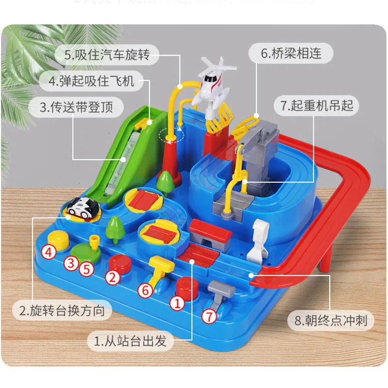 Kids Educational Car Toys for Boys Track Adventure Brain Table Games Rail Cars Mechanical Parking Lots Children Xmas Gifts