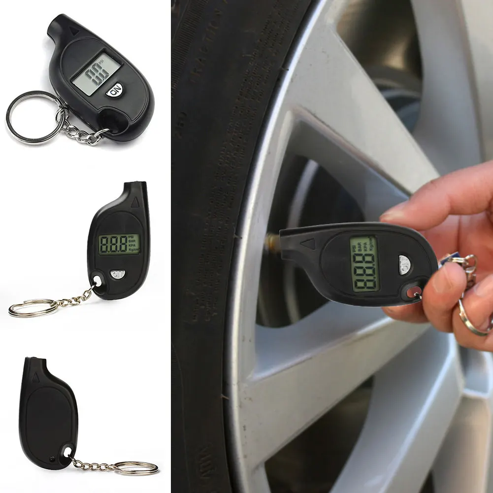 Portable Mini LCD Digital Tire Tyre Air Pressure Gauge Tester Keychain for Car Truck Bicycle 3-150psi  C66