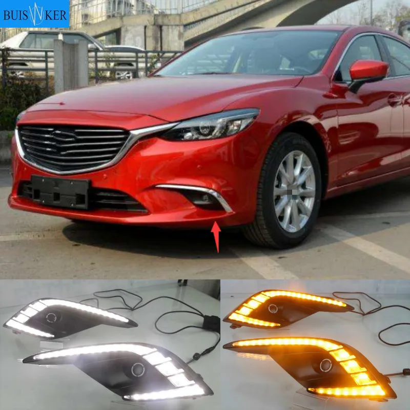 

Turn Signal Light and dimming style Relay 12V LED car DRL daytime running light with fog lamp hole for Mazda 6 Atenza 2016-2018