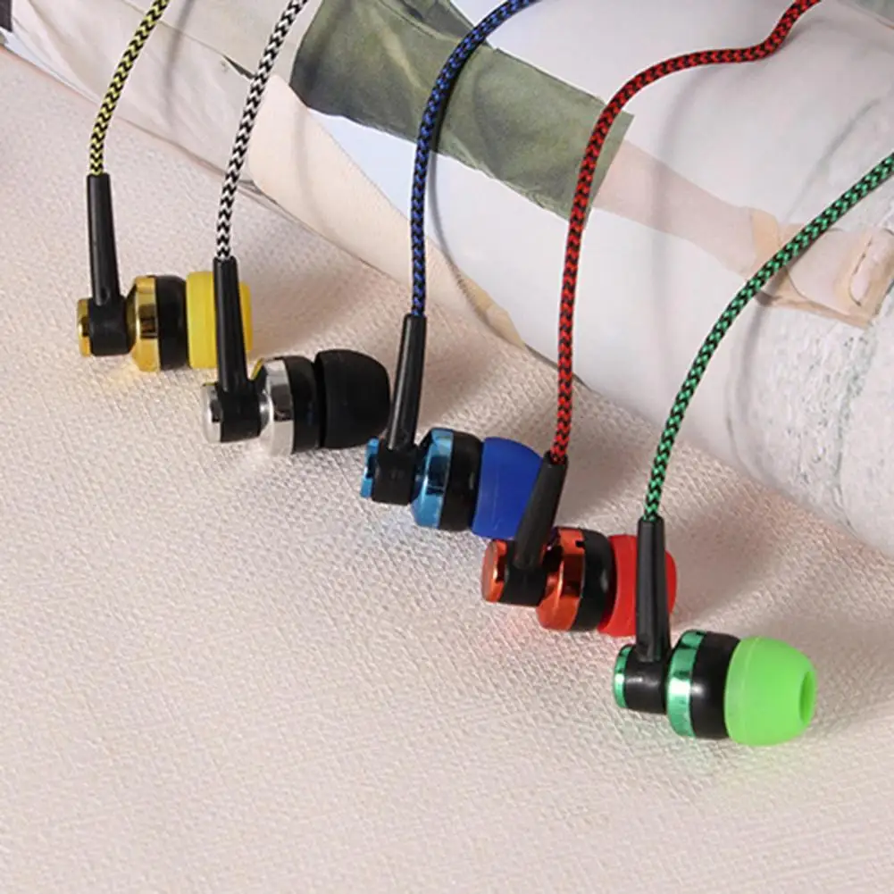 Mobile phone with wire control headphones in-ear braided wiring cord earplug universal music heavy subwoofer headphones