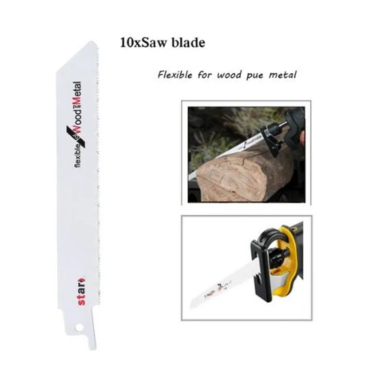 10PCS 6in High- Carbon Steel Metal Cutting Tools Reciprocating Jigsaw Blades Kit