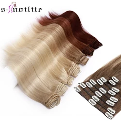 Extension de cheveux naturels non-remy – s-noilite, extensions de cheveux humains, 50g-80g, 10 à 24 pouces, 8 pièces, perruque pleine tête, Clip à reflets ombrés