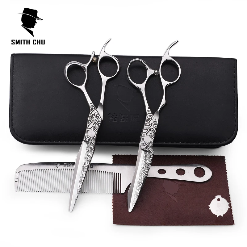 Smith Chu 6 Inch Damacus Hairdressing Scissors 440C Stainless Steel Professional Salon Barbers Cutting Scissor Hair Scissors Set