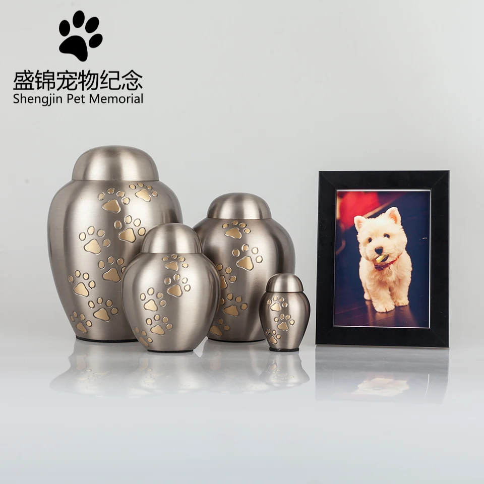 

Brass Pewter Pet Cremation Urns Stainless Steel Waterproof Unique Animal Paw Print Ashes Memory Pet Urn