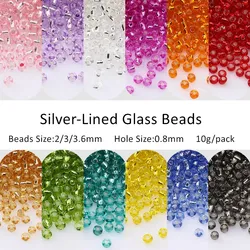 2/3/3.6mm Silver-Lined Glass Czech Seed Spacer Beads DIY Glass Bugle Bead For Jewelry Making Handmade Craft Garments Accessories