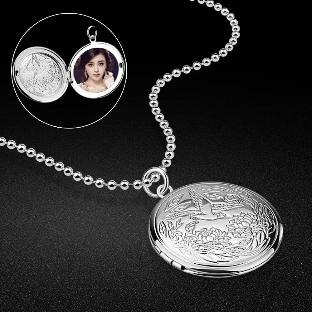 New neutral sterling silver necklace creative photo box pendant design solid silver chain popular jewelry birthday present